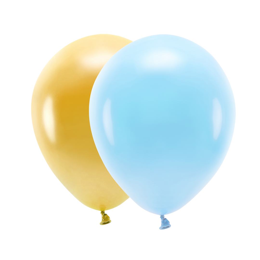 Ballongkombo Metallic Guld & Ljusblå, 20-pack