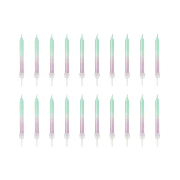 Tårtljus Ombre Mintgrön och Lila, 20-pack
