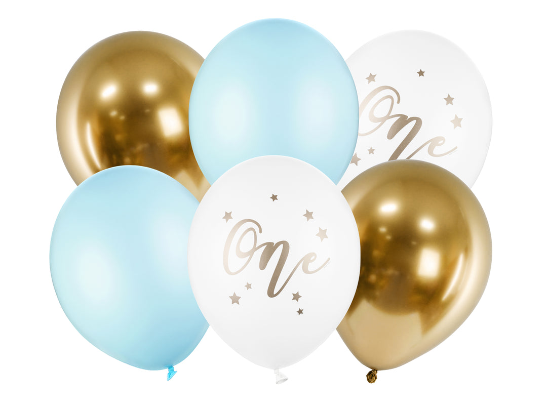 Ballongmix Blå 1 år, 6-pack
