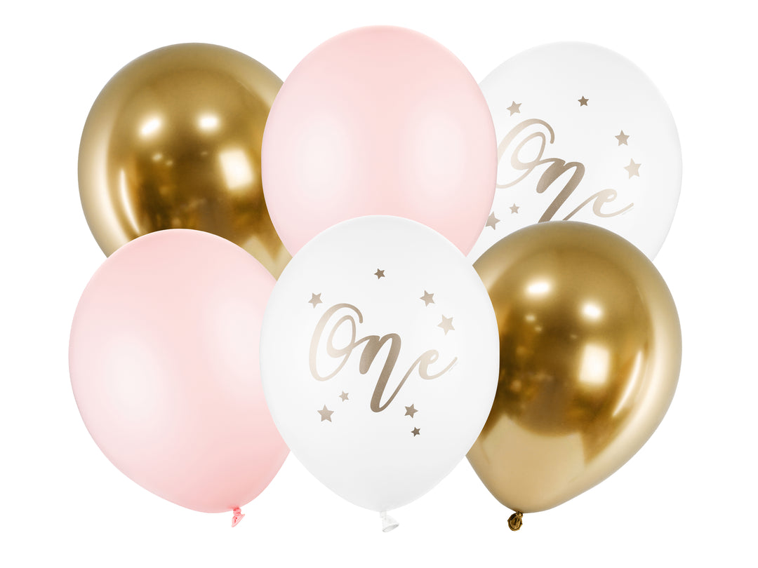 Ballongmix Rosa 1 år, 6-pack