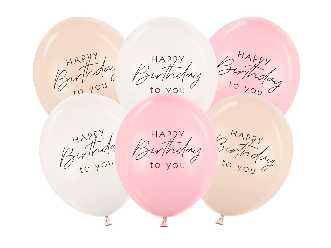 Ballonger Happy Birthday Rosa, 6-pack