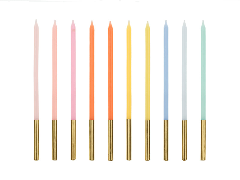 Tårtljus, Pastell/guld 12-pack