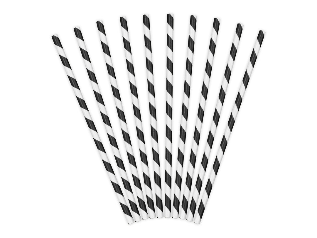 Pappsugrör Randiga Svarta, 10-pack