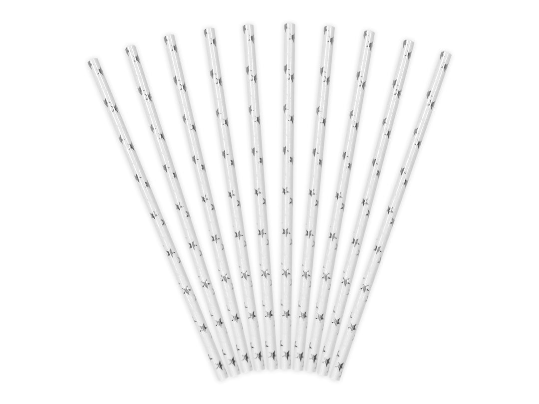 Pappsugrör Silverstjärnor, 10-pack