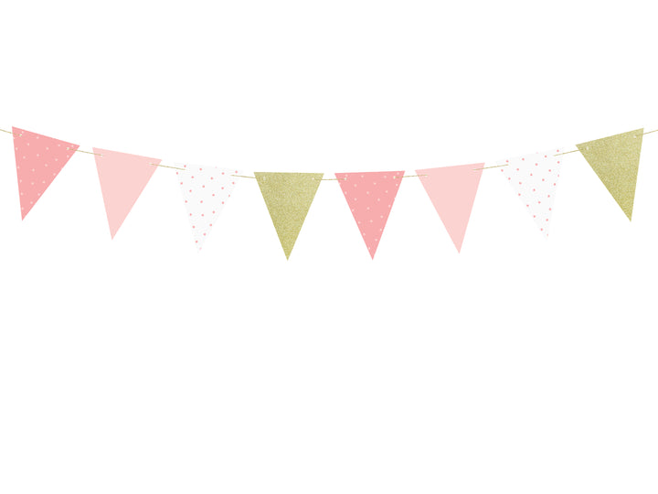 Flaggirlang Rosa & Guld, 1,3 meter