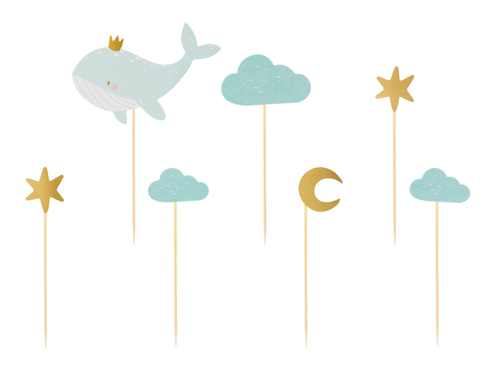 Cake Picks Whale, 7-pack