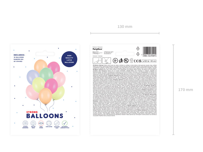 Latexballonger mix pastellfärger 10-pack födelsedag babyshower barnkalas -kalasbubblan
