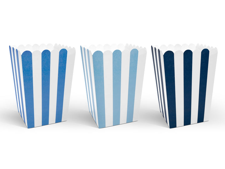 Popcornboxar Blå Randiga, 6-pack