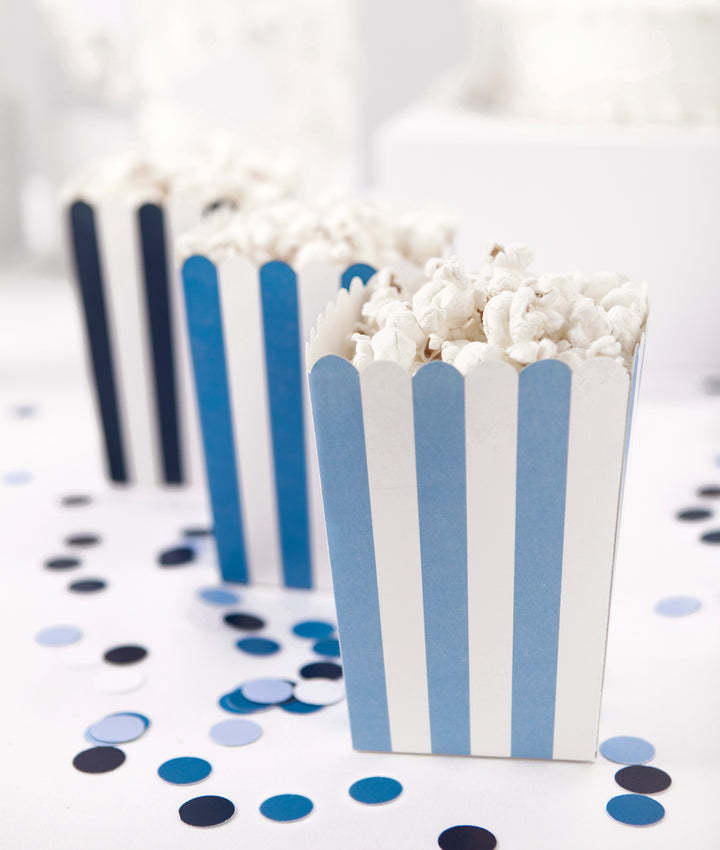 Popcornboxar Blå Randiga, 6-pack