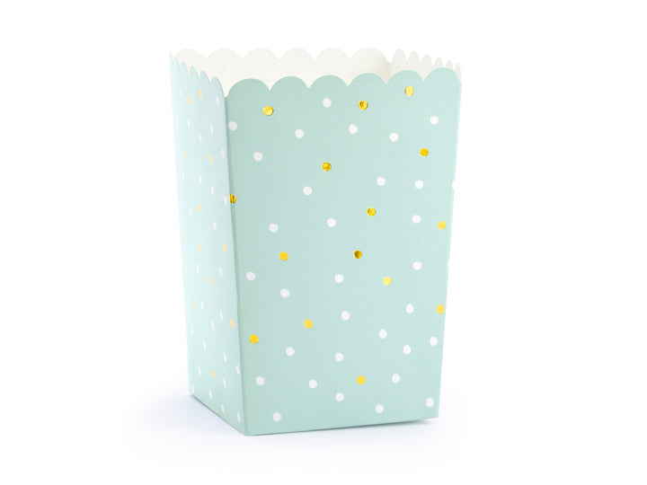 Popcornbox Mintgrön/guld prickig 6-pack