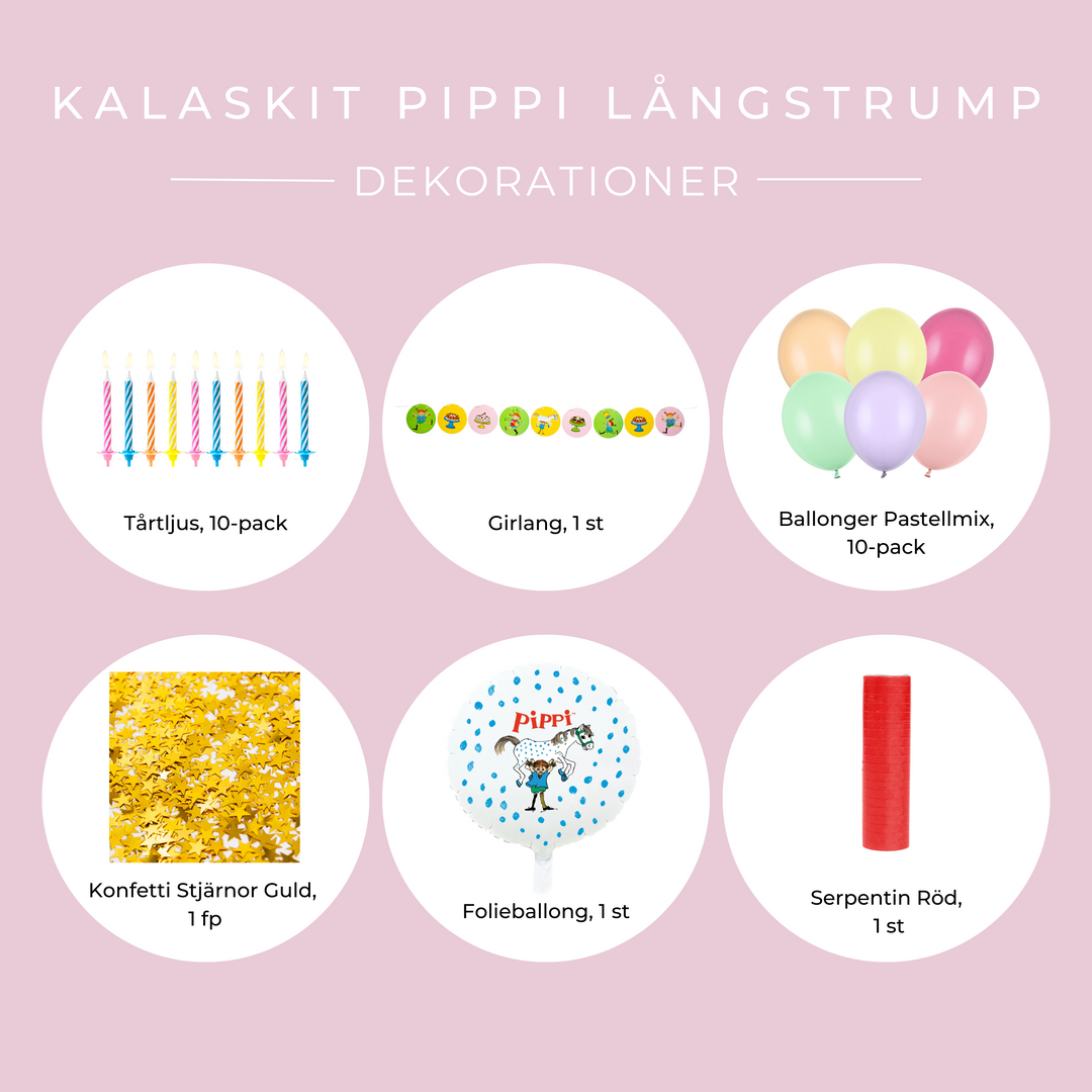 Pippi Långstrump Kalaspaket Dekorationer till pippi kalas födelsedag - kalasbubblan