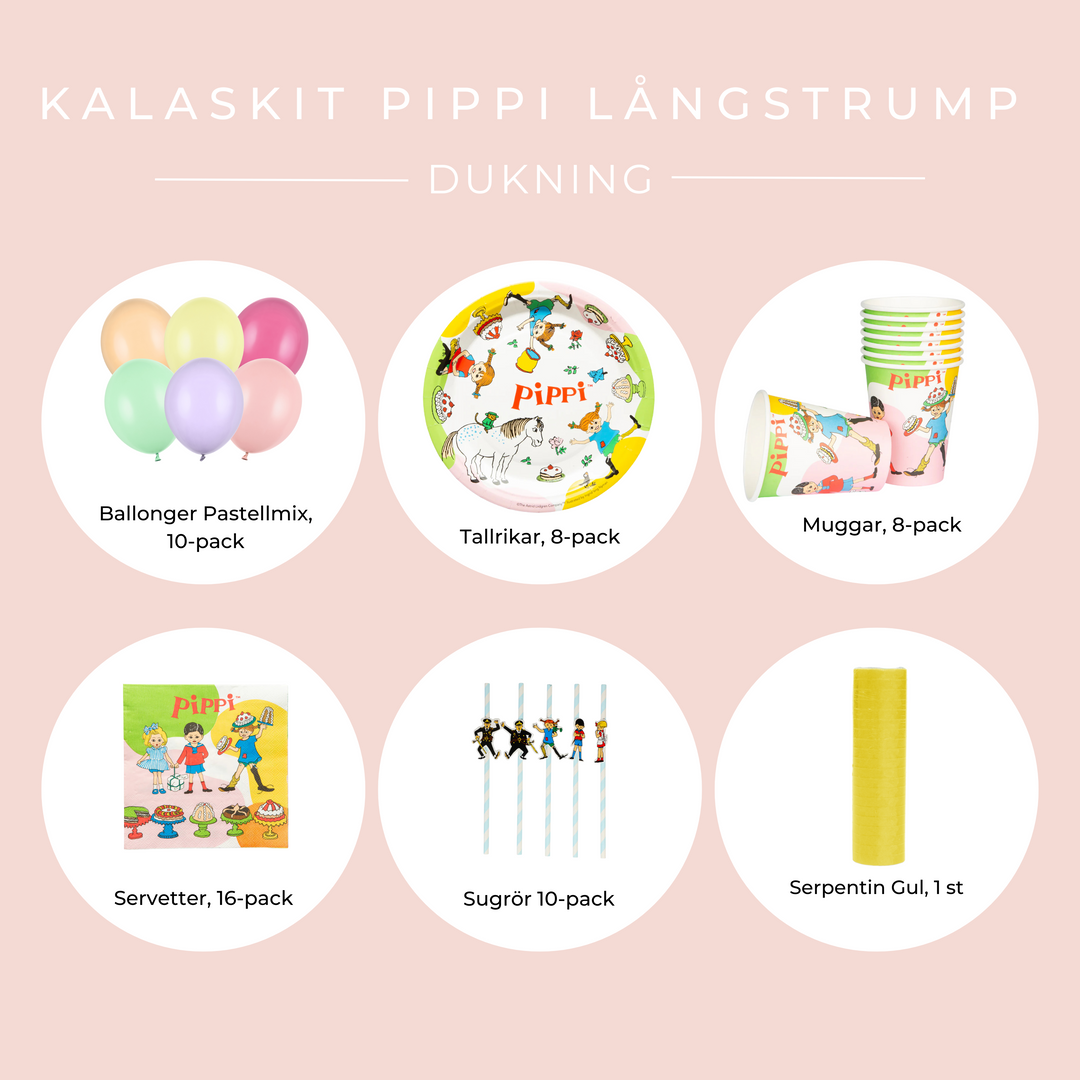 Pippi Långstrump, Kalaspaket Dukning till pippi kalas födelsedag - kalasbubblan