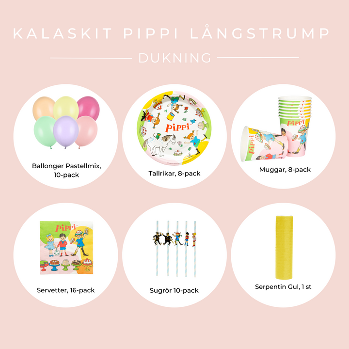Pippi Långstrump, Kalaspaket Dukning till pippi kalas födelsedag - kalasbubblan