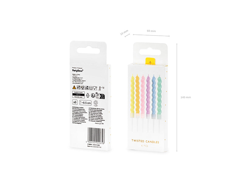 Tårtljus Twist Pastell, 6-pack