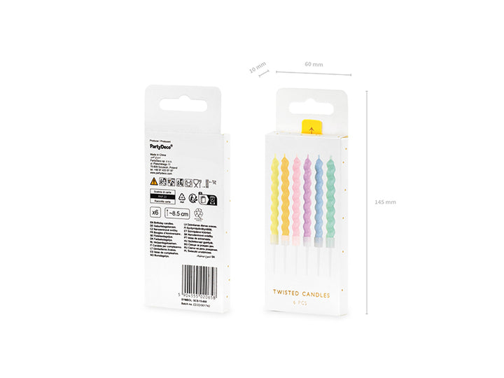 Tårtljus Twist Pastell, 6-pack
