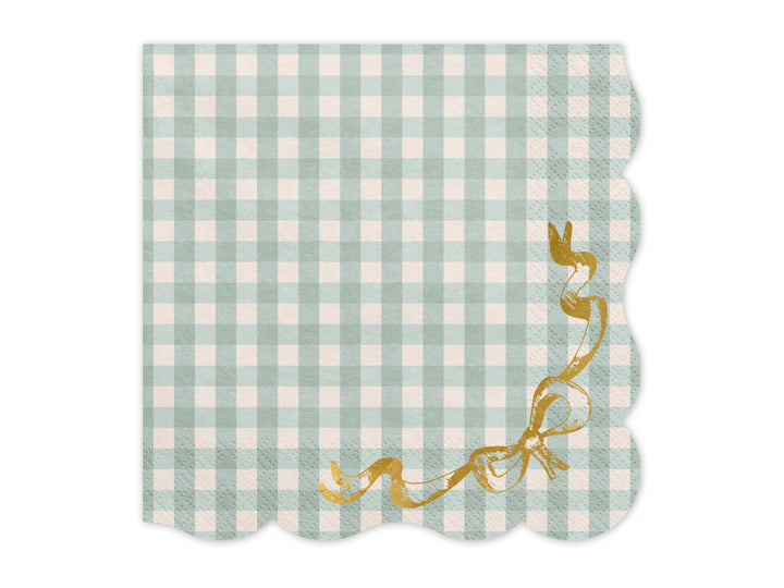 Servetter Gingham Sage, 12-pack