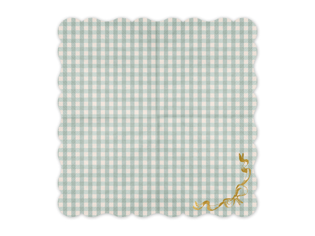 Servetter Gingham Sage, 12-pack