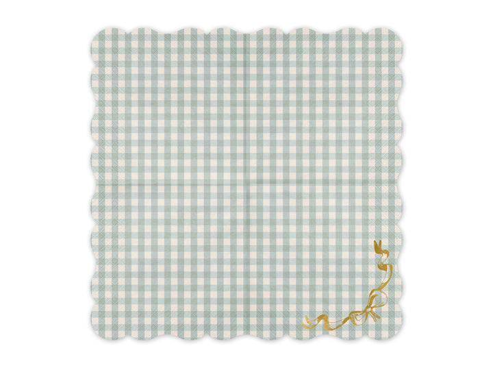 Servetter Gingham Sage, 12-pack
