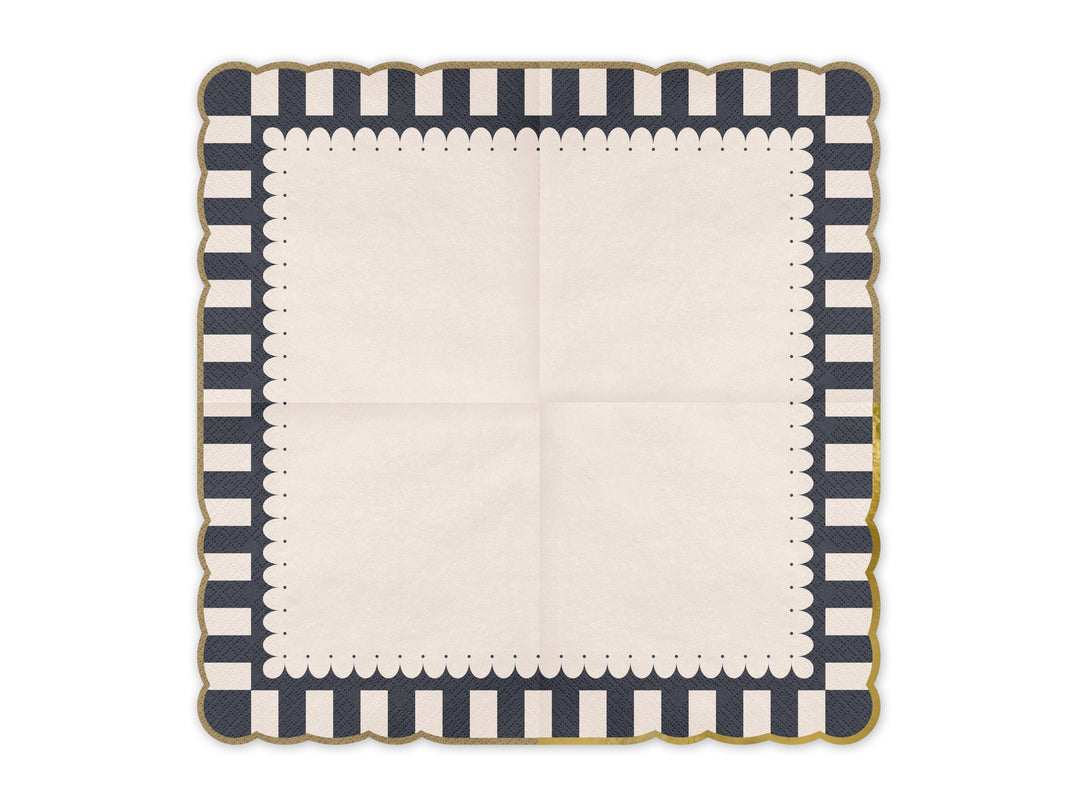 Servetter Beige/Svart med guldkant, 12-pack