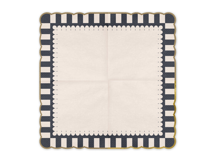 Servetter Beige/Svart med guldkant, 12-pack