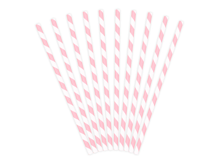 Pappsugrör Randiga Rosa, 10-pack