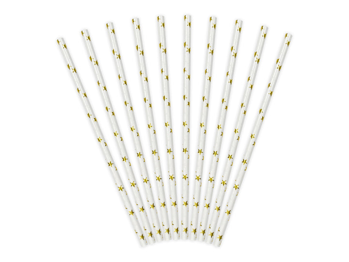 Pappsugrör Guldstjärnor, 10-pack