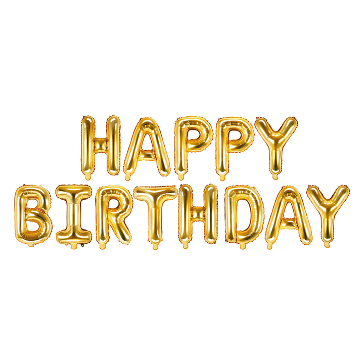 Folieballong Happy Birthday, Guld