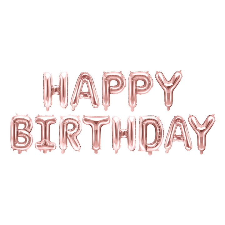 Folieballong Happy Birthday, Roséguld