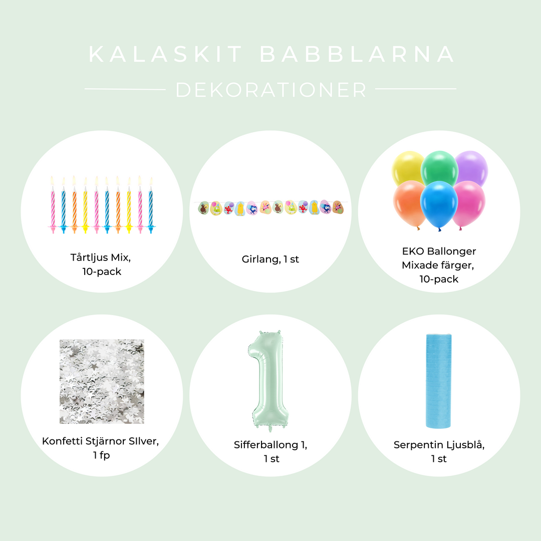 Innehåll Babblarna dekorationskit nummer 1.