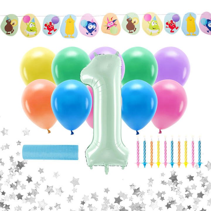 Babblarna dekorationskit med sifferballong 1 , för barnkalas och fest.