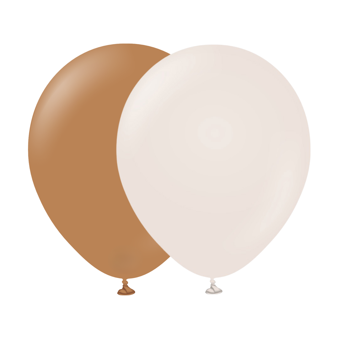 Ballongkombo Caramel Brown och White Sand, 20-pack