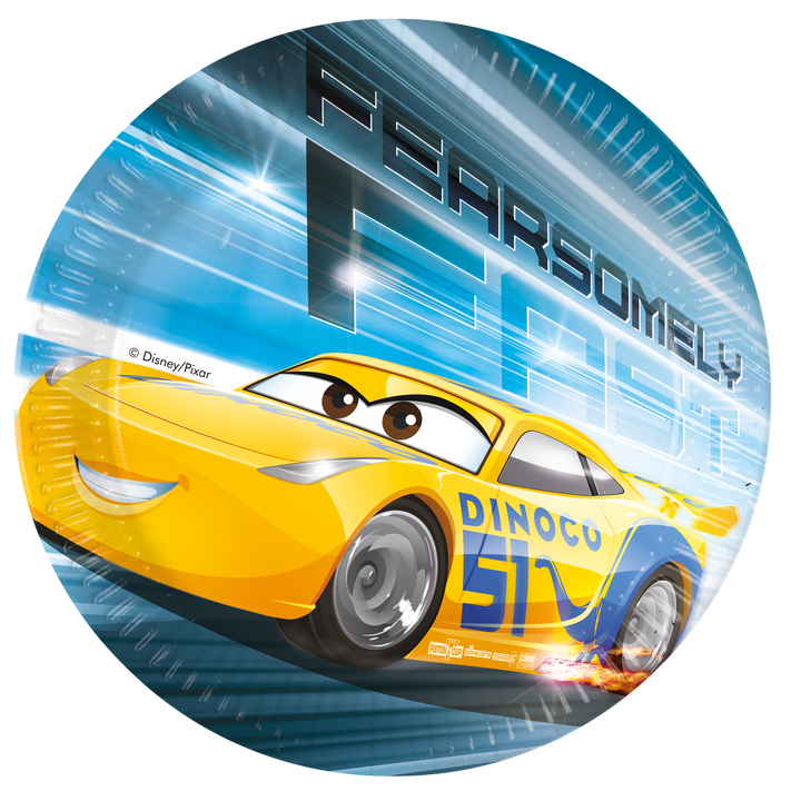 Blixen McQueen papperstallrikar med  motiv av Cruz från Disney Pixar film Cars, 8-pack för barnkalas och fest