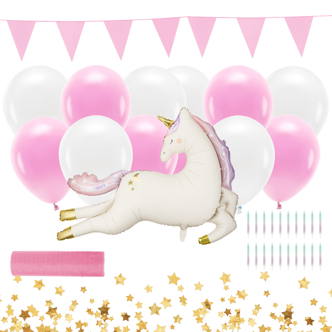 Dekorationskit med Unicorn-tema, för barnkalas.