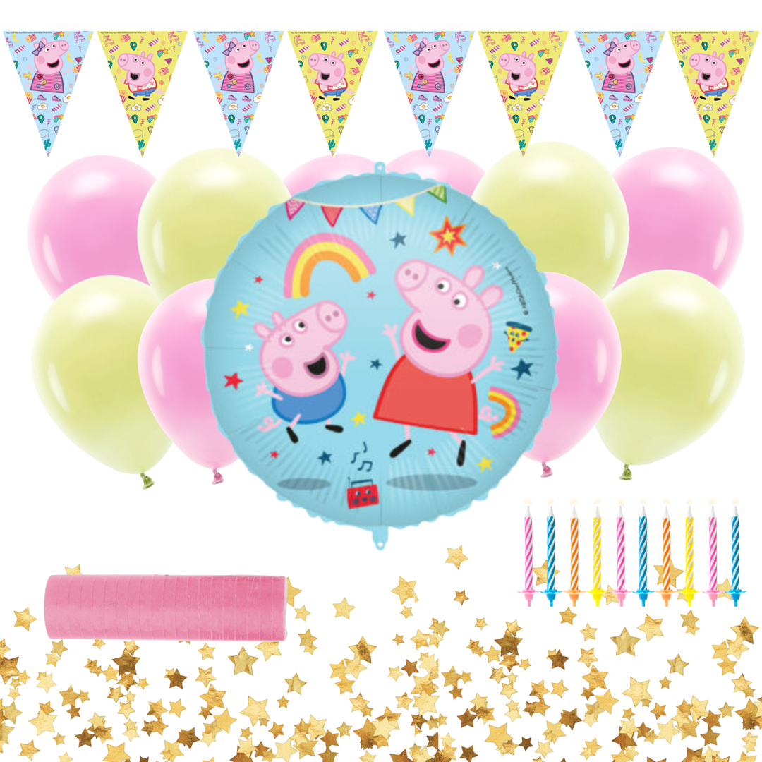 Dekorationskit med Greta Gris-motiv,  för barnkalas.