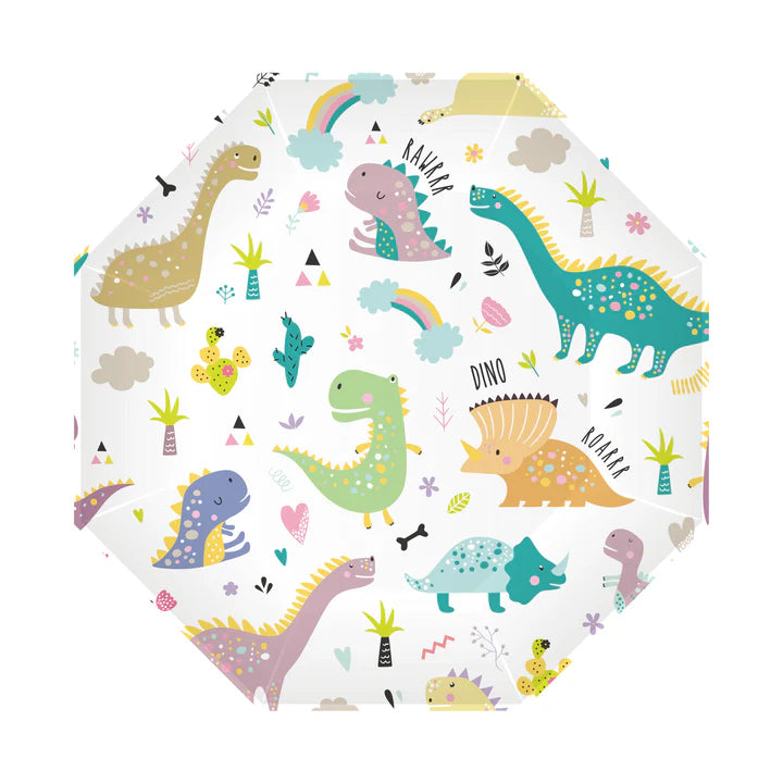 Dinosaurie papptallrik 23 cm 8-pack till barnkalas och dinosauriekalas