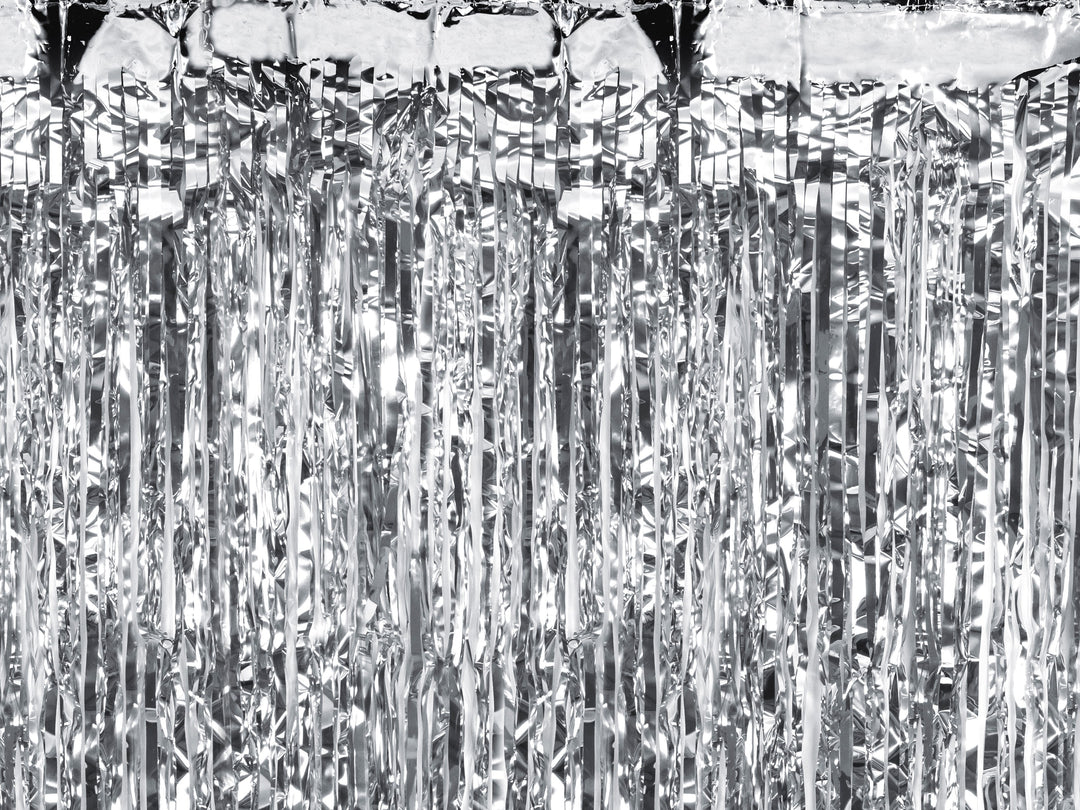 Silverfärgat glitterdraperi med blank yta, 100 × 200 cm dekoration för födelsedag och fest