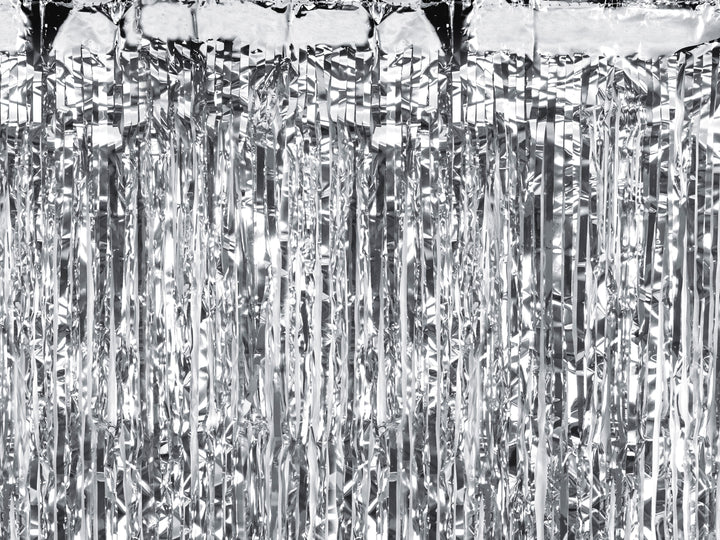 Silverfärgat glitterdraperi med blank yta, 100 × 200 cm dekoration för födelsedag och fest