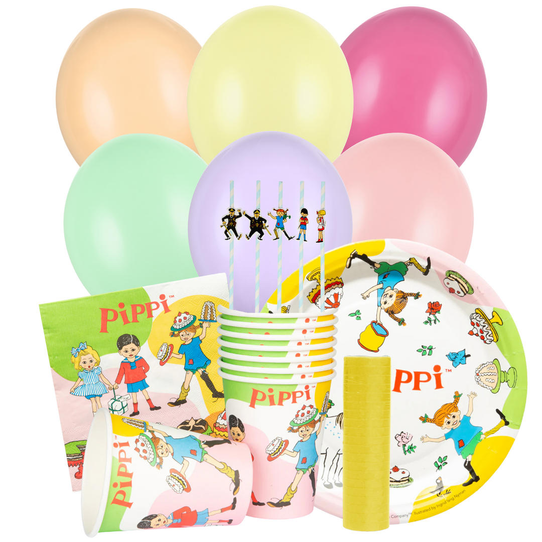 Dukningskit med Pippi Långstrump-motiv - perfekt till barnkalas.