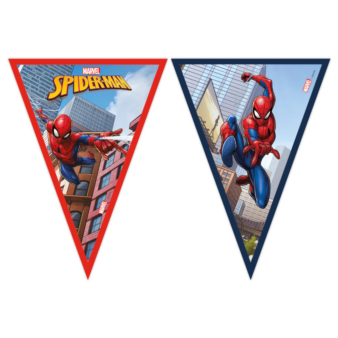 Spiderman flaggirlang 2,3 m med färgglatt spiderman-motiv , dekoration till barnkalas och superhjältekalas