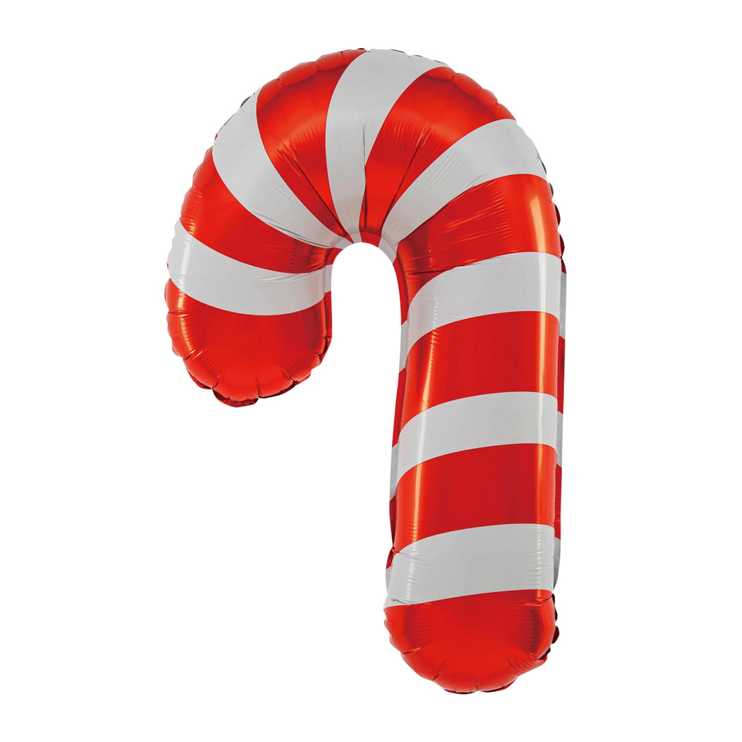 Folieballong med form polkagriskäpp röd och vit. Passar till julfest och kalas.