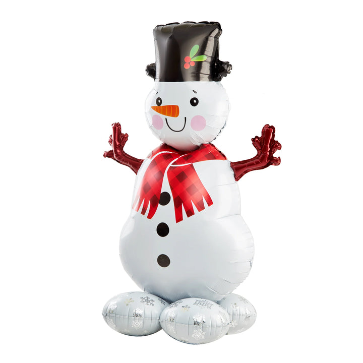 Folieballong med form av stående vit snögubbe, 110 cm.  Passar till julfest och kalas.