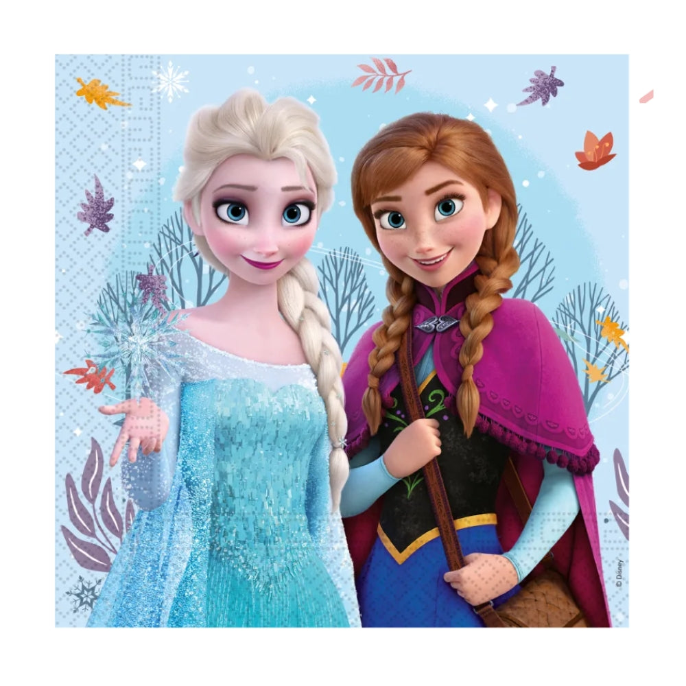 Frost Frozen servetter med motiv av Anna och Elsa till Frostkalas och barnkalas