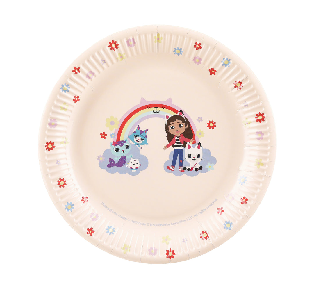 Gabbys Dollhouse papptallrik 23 cm med motiv av Gabby och kattvännerna till barnkalas och födelsedag