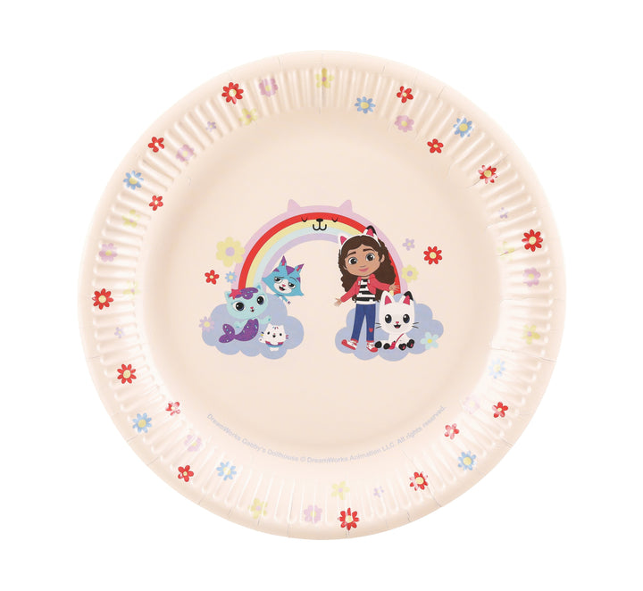 Gabbys Dollhouse papptallrik 23 cm med motiv av Gabby och kattvännerna till barnkalas och födelsedag