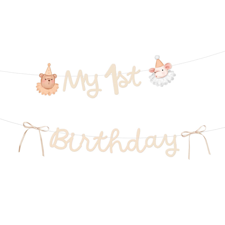 1,5m DIY girlang med texten My 1st Birthday för barnkalas och 1-årskalas