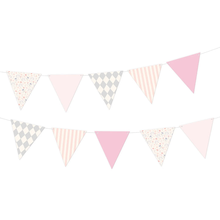 1,9 m DIY girlang i rosa och beige med mönster, till barnkalas och fest