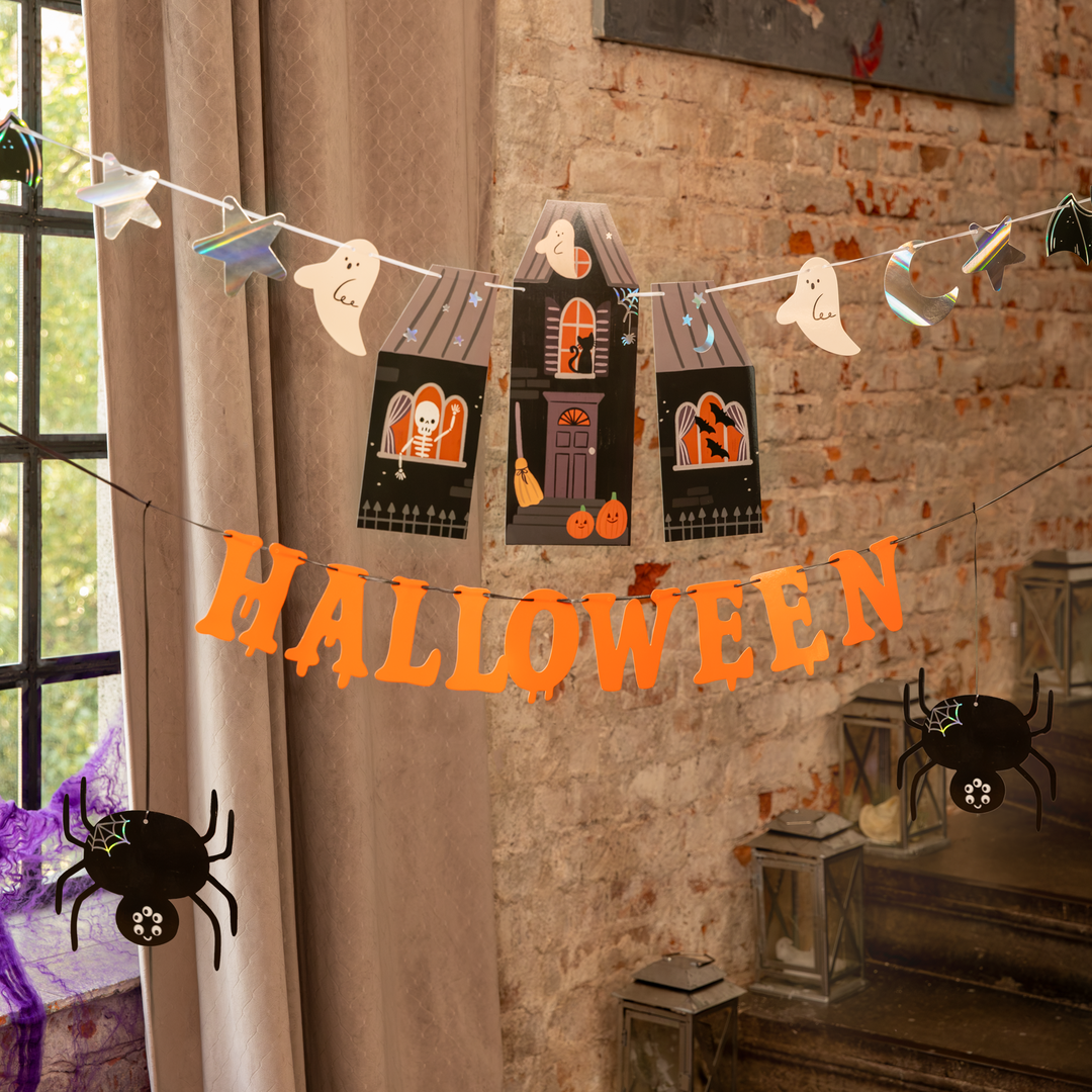 Halloween Spooky Friends girlang dekorerad till en Halloweenfest eller barnkalas med Halloween-tema