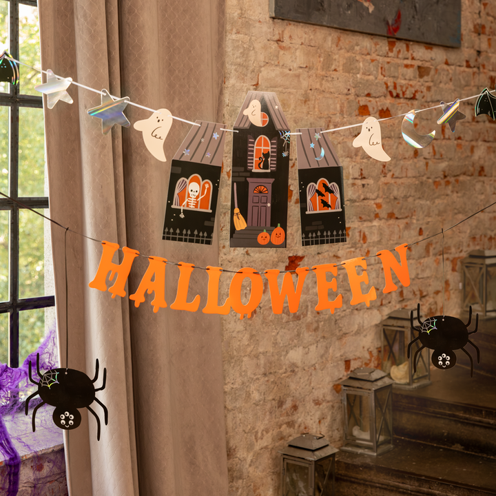 Halloween Spooky Friends girlang dekorerad till en Halloweenfest eller barnkalas med Halloween-tema