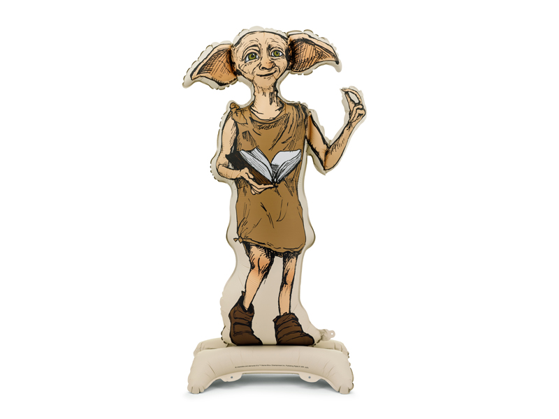 Stående Harry Potter-folieballong med Dobby som håller en bok, cirka 105 cm hög till barnkalas och Harry Potter-kalas