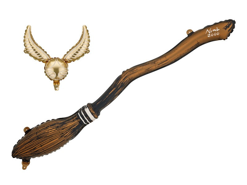 Harry Potter folieballongset med kvasten Nimbus 2000 och den gyllene kvicken, 2-pack dekoration för barnkalas och Harry Potter-kalas